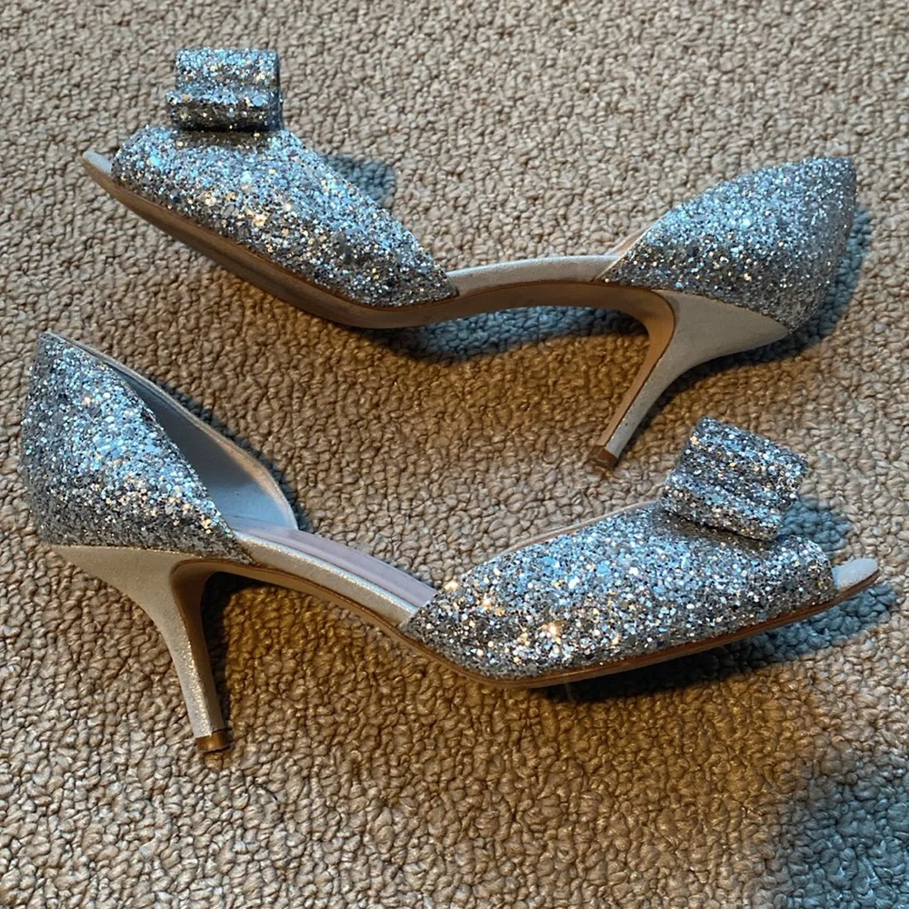 Kate Spade Silver Sela Heels in size 10